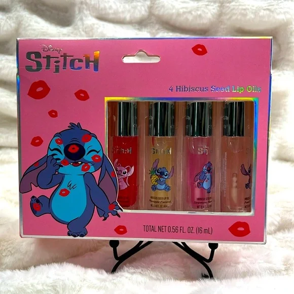 🍀 Disney Stitch 4 Piece Hibiscus Seed Lip Oil Set - Picture 1 of 2